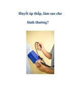 Huyết áp thấp, làm sao cho bình thường? ppsx