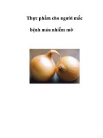 Thực phẩm cho người mắc bệnh máu nhiễm mỡ potx