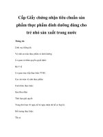 Cấp Giấy chứng nhận tiêu chuẩn sản phẩm thực phẩm dinh dưỡng dùng cho trẻ pot