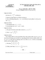 Đề thi HSG Tỉnh môn Toán 12 bổ túc