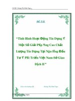 Đề tài “Tình Hình Hoạt Động Tín Dụng Và Một Số Giải Pháp Nâng Cao Chất Lượng Tín Dụng Tại Ngân Hàng Đầu Tư Và Phát Triển Việt Nam-Sở Giao Dịch II” ppsx
