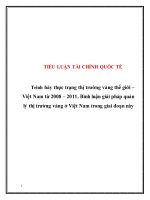 Tiểu luận tài chính quốc tế trình bày thực trạng thị trường vàng thế giới – việt nam từ 2008 – 2011 bình luận giải pháp quản lý thị trường vàng ở việt nam trong giai đoạn này