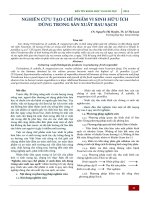 NGHIÊN cứu tạo CHẾ PHẨM VI SINH hữu ÍCH DÙNG TRONG sản XUẤT RAU SẠCH