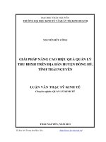 Giải pháp nâng cao hiệu quả quản lý thu bảo hiểm xã hội trên địa bàn huyện Đồng Hỷ, tỉnh Thái Nguyên