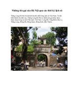 tên gọi của hà nội quá các thời kì