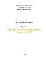 Tiểu luận quả trị nguồn nhân lực đề tài hoàn thiện công tác tuyển dụng nhân sự tại Công ty CP Tico