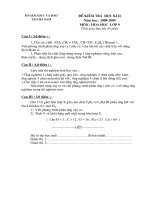 Đề KT Học kỳ II Hóa 9 - Hà Nam 2009-2010