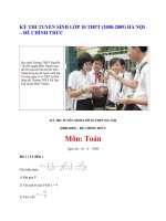 2008- ĐỀ Chính thức-Toan-(120ph)-tuyển s lớp 10_ HÀ NỘI, 18-6