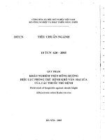 Quy phạm khảo nghiệm trên đồng ruộng hiệu lực phòng trừ bệnh khô vằn hại lúa của các thuốc trừ bệnh
