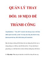 QUẢN LÝ THAY ĐỔI: 10 MẸO ĐỂ THÀNH CÔNG ppt