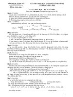 KỲ THI CHỌN HỌC SINH GIỎI TỈNH LỚP 12 NĂM HỌC 2009 - 2010 Môn thi: HOÁ HỌC – BỔ TÚC THPTVÀ ĐÁP ÁN