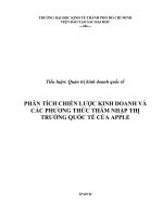 Tiểu luận quản trị kinh doanh quốc tế đề tài Phân tích chiến lược kinh doanh và các phương thức thâm nhập thị trường quốc tế của Apple