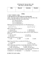 Đề thi học kỳ 1 môn Sinh học lớp 9 pdf