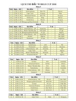 Lịch thi đấu World Cup 2010