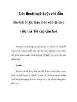 Các thuật ngữ hoặc chỉ dẫn cho bài luận, bản báo cáo & cho việc trả lời các câu hỏi pdf