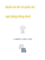 Quần áo lót và quần áo ngủ bằng tiếng Anh pps