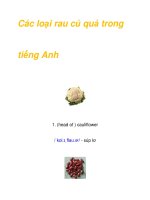 Các loại rau củ quả trong tiếng Anh pot