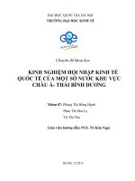 Chuyên đề khoa học  KINH NGHIỆM HỘI NHẬP KINH TẾ QUỐC TẾ CỦA MỘT SỐ NƯỚC KHU VỰC CHÂU Á THÁI BÌNH DƯƠNG