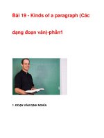 Bài 19 - Kinds of a paragraph (Các dạng đoạn văn)-phần1 doc