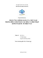 PHẢN ỨNG CHÍNH SÁCH CỦA VIỆT NAM TRONG BỐI CẢNH TOÀN CẦU HÓA VÀ HỘI NHẬP KINH TẾ QUỐC TẾ HIỆN NAY