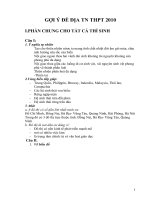 Đề  và đáp án môn Địa - TN THPT - năm 2010