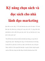 Kỹ năng chọn sách và đọc sách cho nhà lãnh đạo marketing pdf