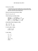 ĐỀ THI TOÁN LỚP 5 HKI