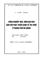 Tóm tắt Luận án Tiến sĩ Kinh tế: Công nghiệp hóa, hiện đại hóa gắn với phát triển kinh tế tri thức ở thành phố Đà Nẵng