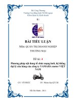 Tiểu luận: Phương pháp nội dung tổ chức mạng lưới, hệ thống đại lý cửa hàng của công ty YAMAHA motor VIỆT NAM ppt