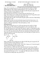 Đề thi tuyển sinh vào lớp 10 môn Sinh học- Tỉnh Khánh Hòa năm 2010-2011