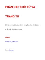 PHÂN BIỆT GIỚI TỪ VÀ TRẠNG TỪ ppt