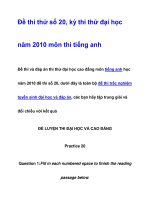 Đề thi thử số 20, kỳ thi thử đại học năm 2010 môn thi tiếng anh pptx