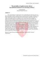 the portability of capital structure theory do traditional models fit in an emerging economy