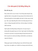 Các nhà quản lý hệ thống thông tin ppt