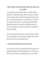 Lập Kế hoạch kinh doanh: Phần 8 (hết)-Tìm kiếm công cụ trợ giúp! doc