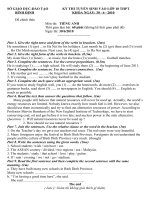 ĐÊ TIẾNG ANH THI TUYỂN VÀO 10 THPT (2010-2011)