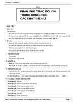 Giáo án hoá học 12 - chương 1 - Sự điện li - Bài 4 - PHẢN ỨNG TRAO ĐỒI ION TRONG DUNG DỊCH CÁC CHẤT ĐIỆN LI potx