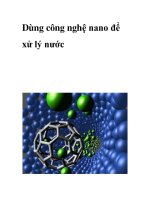 Dùng công nghệ nano để xử lý nước ppt