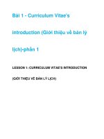 Bài 1 - Curriculum Vitae''''s introduction (Giới thiệu về bản lý lịch)-phần 1 pps