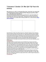Tạo Block lịch trên màn hình với phần mềm Vietnamese Calendar 2.0
