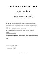 TRẢ BÀI KIỂM TRA HỌC KỲ I ( phÇn h×nh häc) ppt