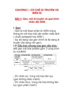 CHƯƠNG I : CƠ CHẾ DI TRUYỀN VÀ BIẾN DỊ pps