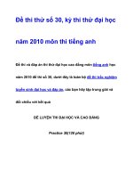 Đề thi thử số 30, kỳ thi thử đại học năm 2010 môn thi tiếng anh pot