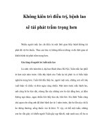 Không kiên trì điều trị, bệnh lao sẽ tái phát trầm trọng hơn doc