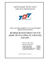 kế hoạch giao nhận vận tải quốc tế của công ty taeyang saigon