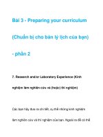 Bài 3 - Preparing your curriculum (Chuẩn bị cho bản lý lịch của bạn) - phần 2 potx