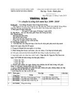 Thông báo tổng kết các lớp