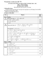 Đáp án đề thi tuyển sinh lớp 10 THPT tỉnh Phú Yên năm 2010-2011 - Môn Toán(Chung)