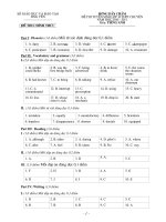 Đáp án đề thi chuyên Tiếng anh  tỉnh Hưng Yên năm học 2010 - 2011