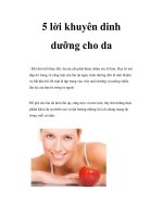 5 lời khuyên dinh dưỡng cho da pptx